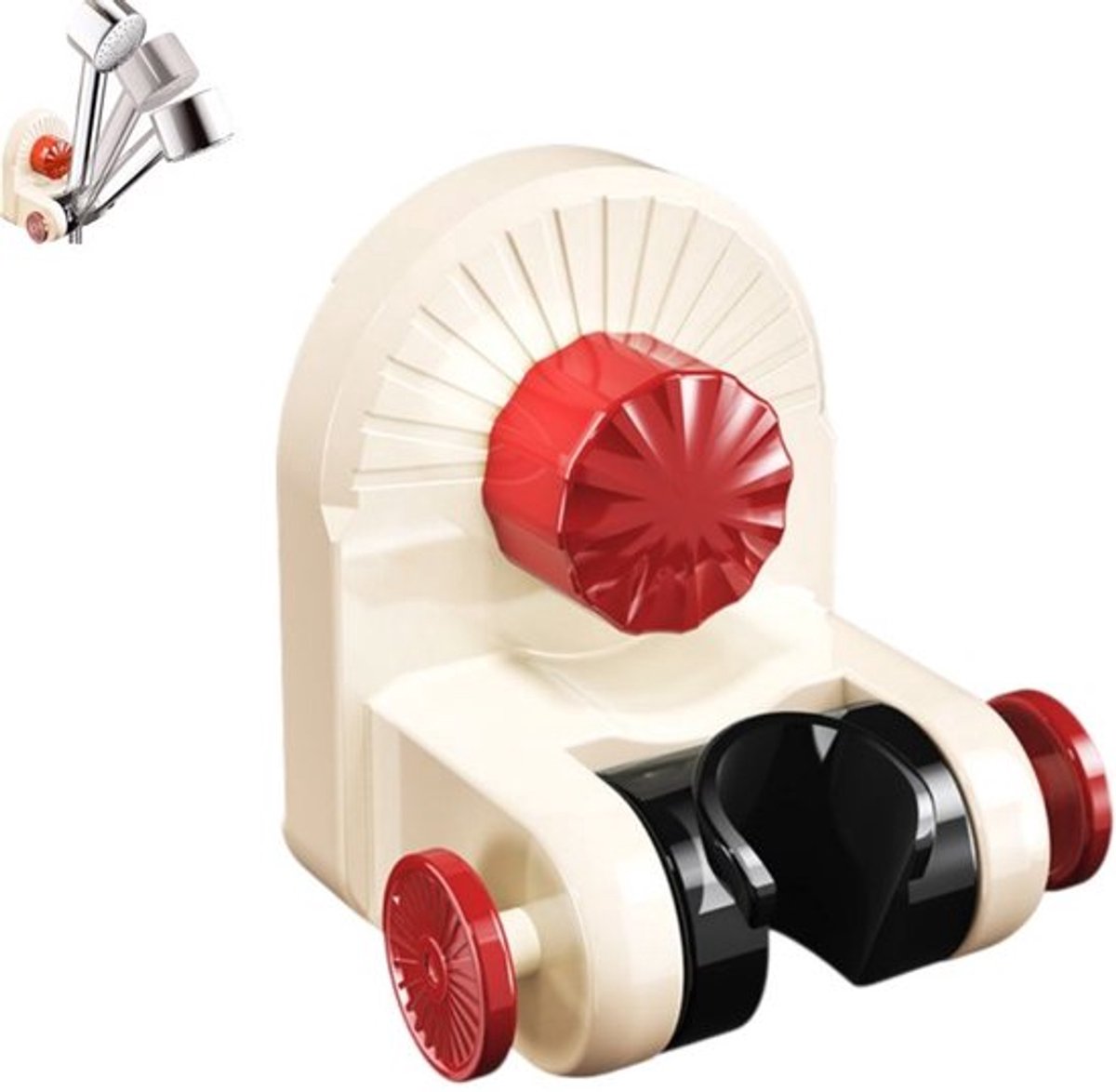 Handdouchehouder-douchekophouder-Verstelbaar- -Zonder Boren-zuignap-geschikt voor badkamertegels en glazen oppervlakken-geel en rood-8,2*6,9*8,7cm-4 stuks