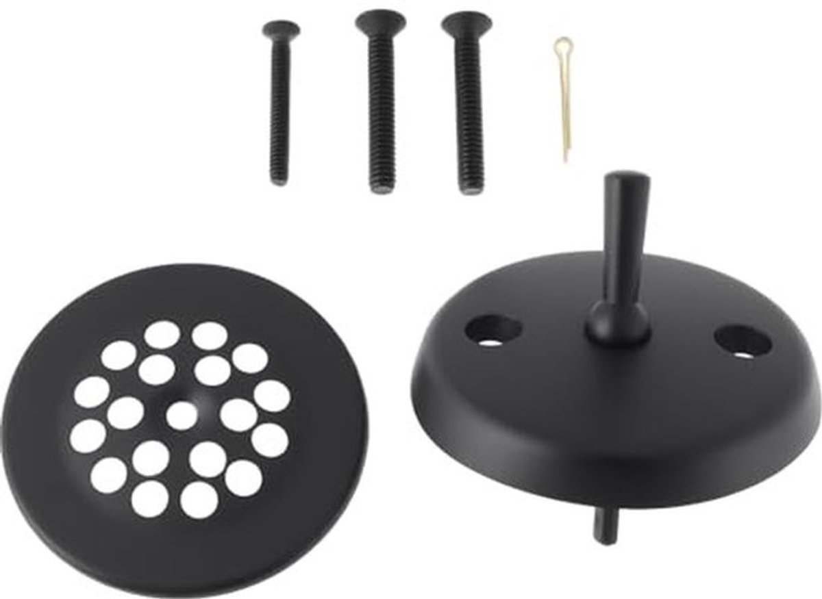 Trip Lever Tub Trim Kit Twee Gaten Overflow Gezichtsplaat Bad Overflow Deksel voor 1-1/2" 1-3/8" Bad Schoen (Matte Zwart)