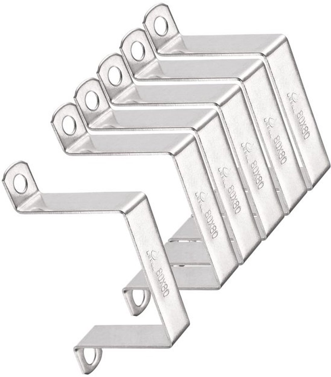 6 Stuks U Vorm Connector Beugel, 80mm x 80mm RVS Beugel RVS Pijp Klem, Zware Pijp Klemmen voor Pijp Draad, Deur Gesloten Stang Houder Steun