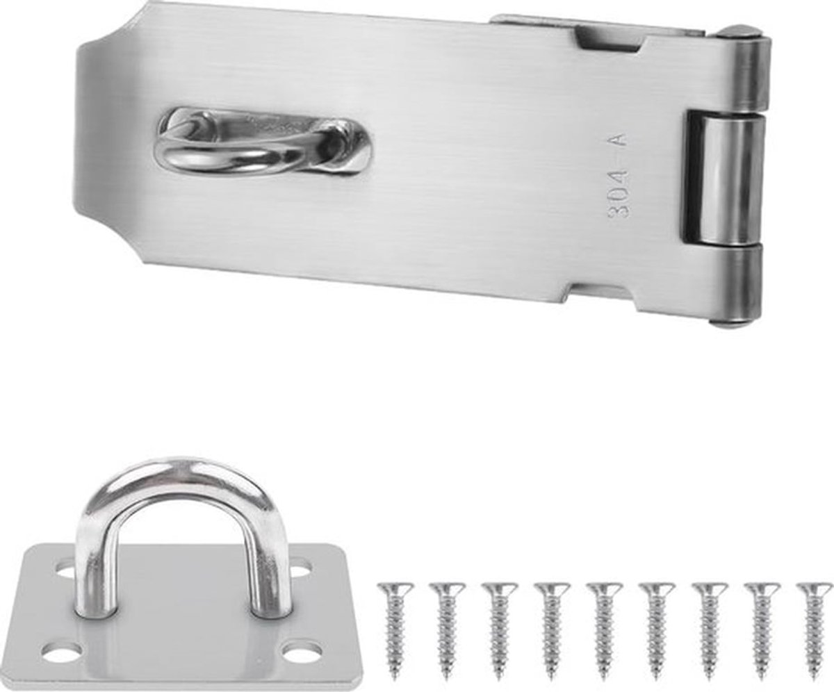 4 inch hangslot Hasp deurslot, Hasp deurslot met schroeven, recht hangslot haak van roestvrij staal voor slaapkamer, garage, kast