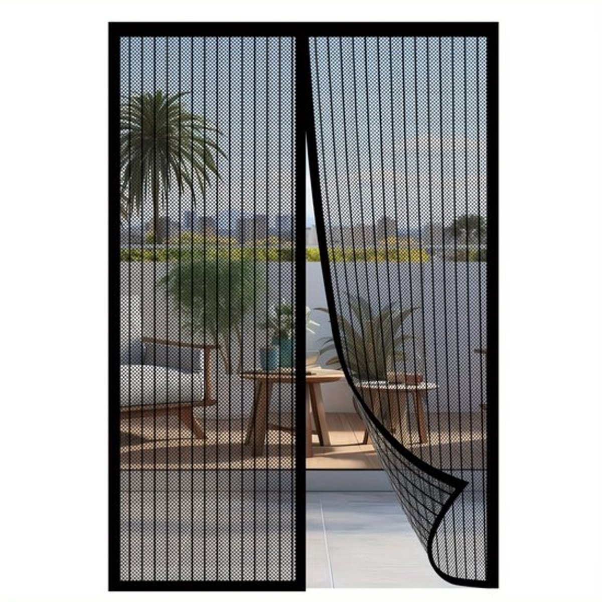 magnetische hordeur, muggenwerend gordijn, zelfsluitend, duurzaam, handsfree gaasafscheiding om insecten buiten te houden - 90x210 cm