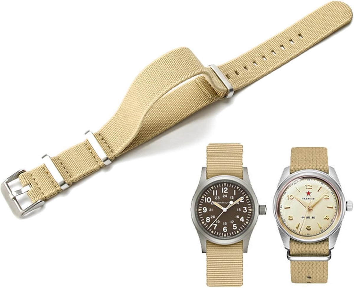 Horlogeband Nylon Elastisch 18mm 20mm 22mm - Nato stijl - Militaire parachute band - Comfortabel en duurzaam - SnelShoppen