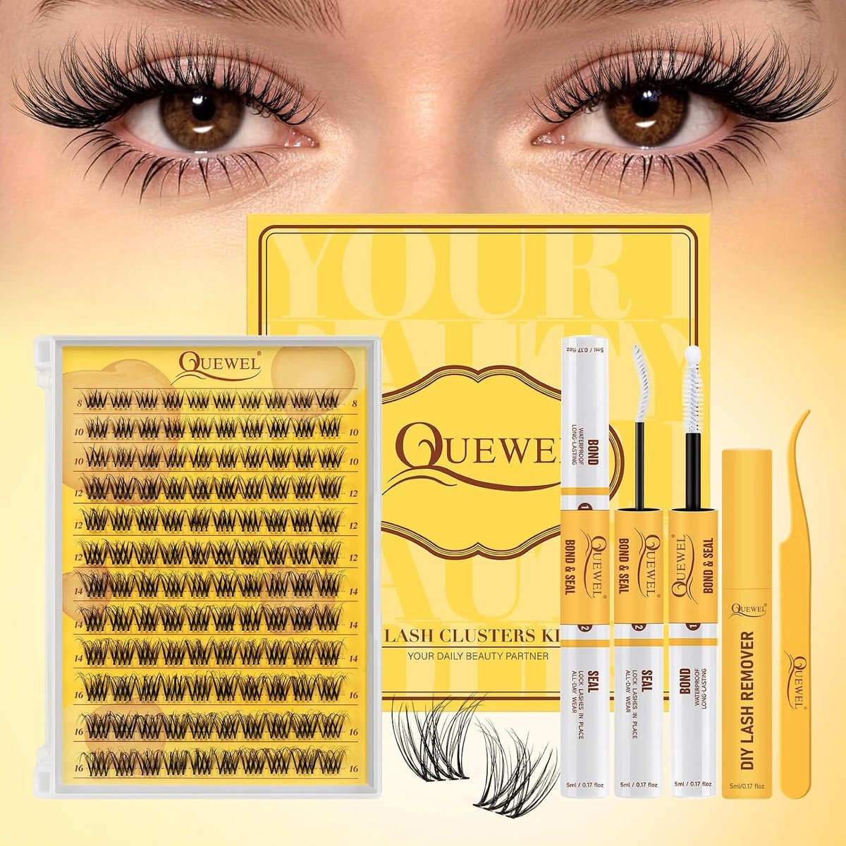 Wimperverlengingsset 10-18 mm - Cluster-wimpers - Zacht en natuurlijk - Voor een prachtige oogopslag - ShopVlot