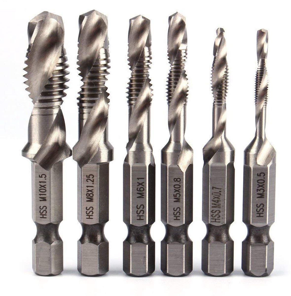 Combi boorbit set 6PCS HSS M3-M10 - hex schacht - zelfcentrerende punt - veelzijdig gebruik - ShopVlot
