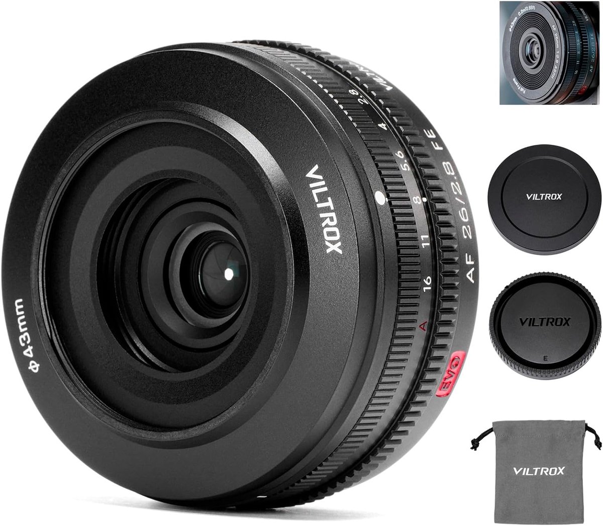 VILTROX 26mm F2.8 EVO FE lens - ultradunne pannenkoeklens - auto focus - ideaal voor Sony E-mount camera's - ShopVlot