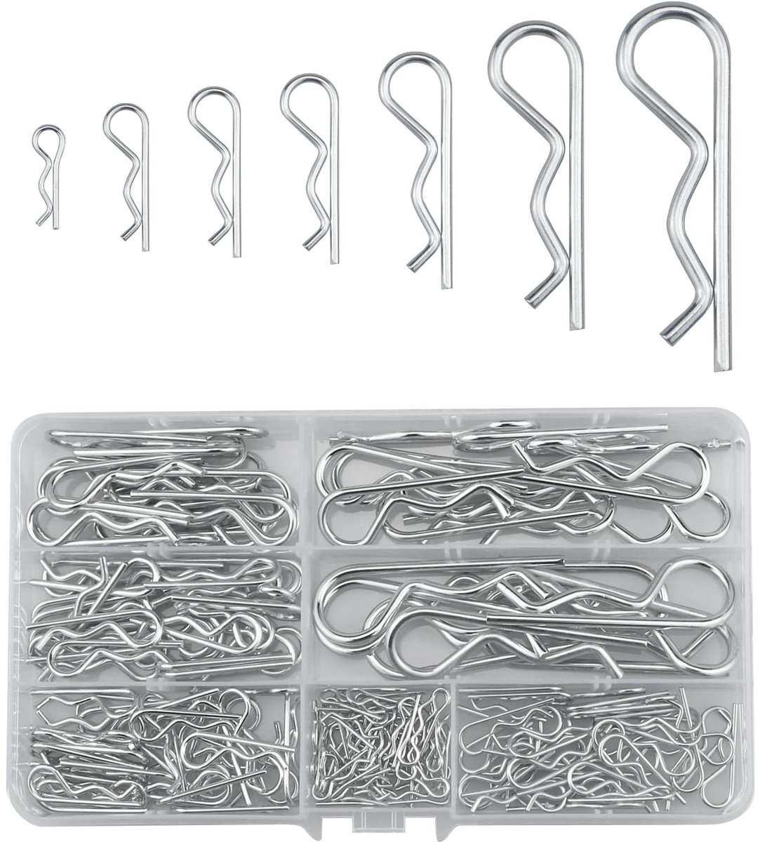 R-type splitpennen 168 stuks - gegalvaniseerd staal - 7 maten - ideaal voor reparatie en bevestiging - ShopVlot