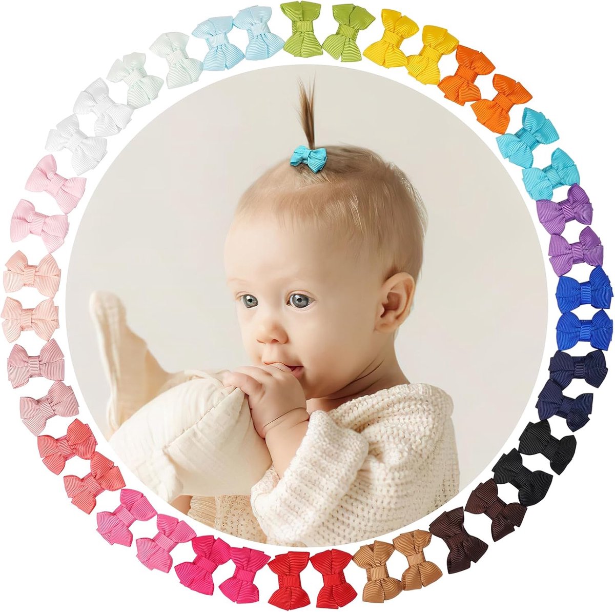 Baby haarspeldjes 40 stuks - 20 kleuren - mini strikjes - perfect voor elke outfit - ShopVlot