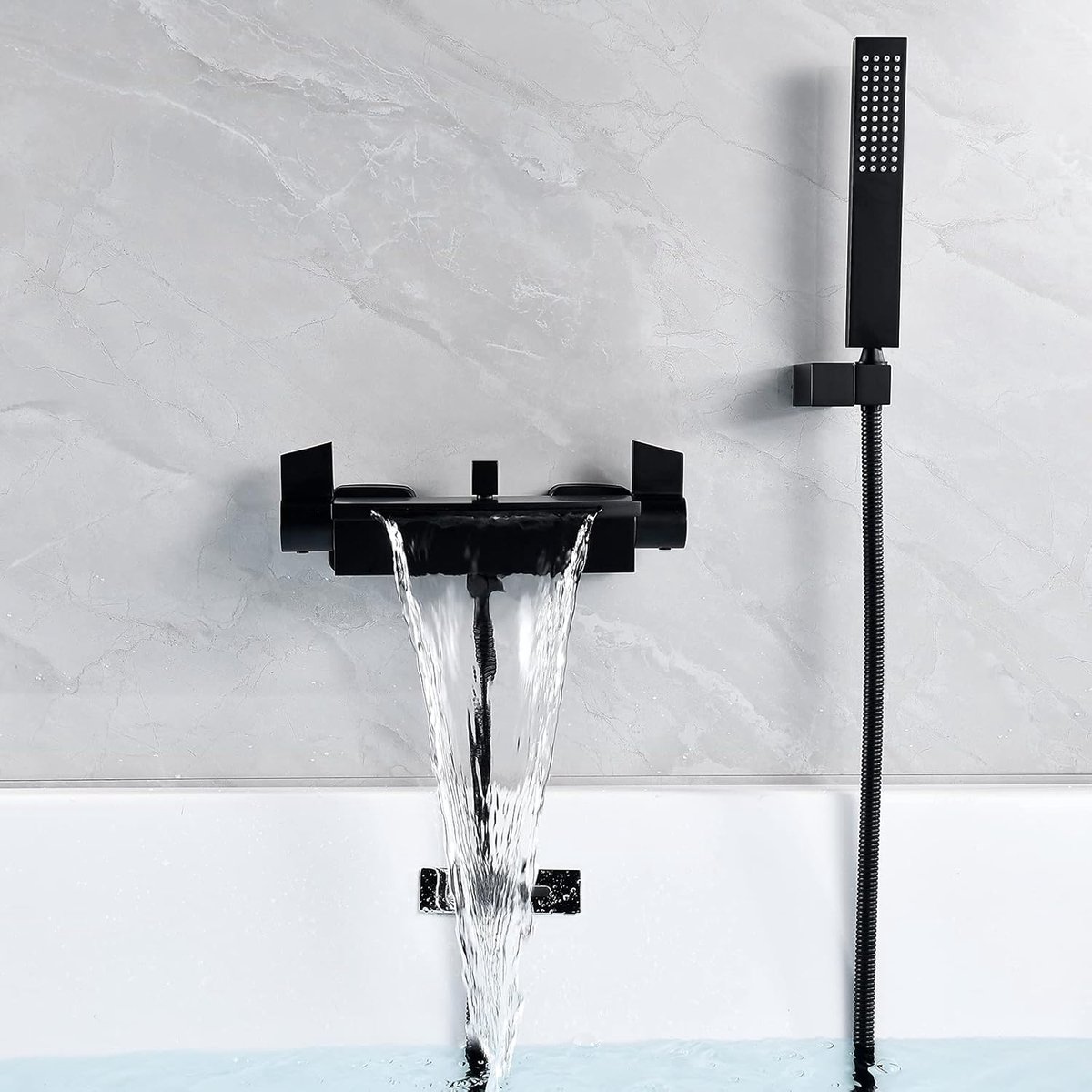 Badkraan Inbouw Waterval Douche - Zwart - Duurzaam Materiaal - Gezond en Milieuvriendelijk - ShopVlot