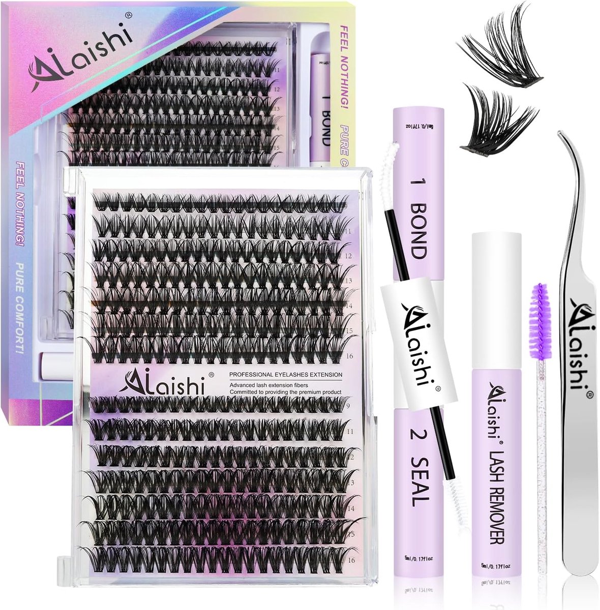 Wimperextensions 280 Cluster 9-16mm - 40D+50D Volume Fluffy D Curl - Compleet met lijm en accessoires - ShopVlot