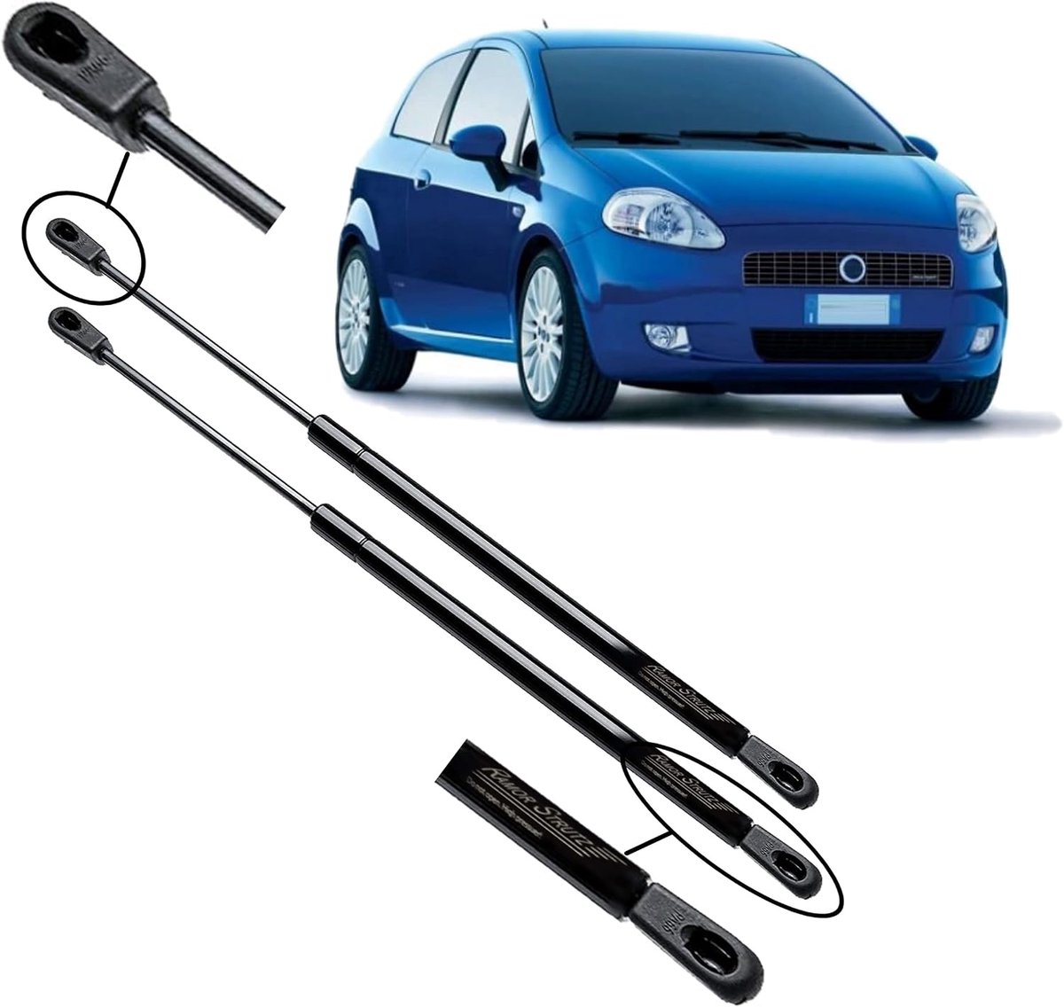 Gasveer Achterklep 2x 436 mm - Vervangingsset voor Fiat Punto Mk3 en Grande Punto - Eenvoudige installatie - ShopVlot