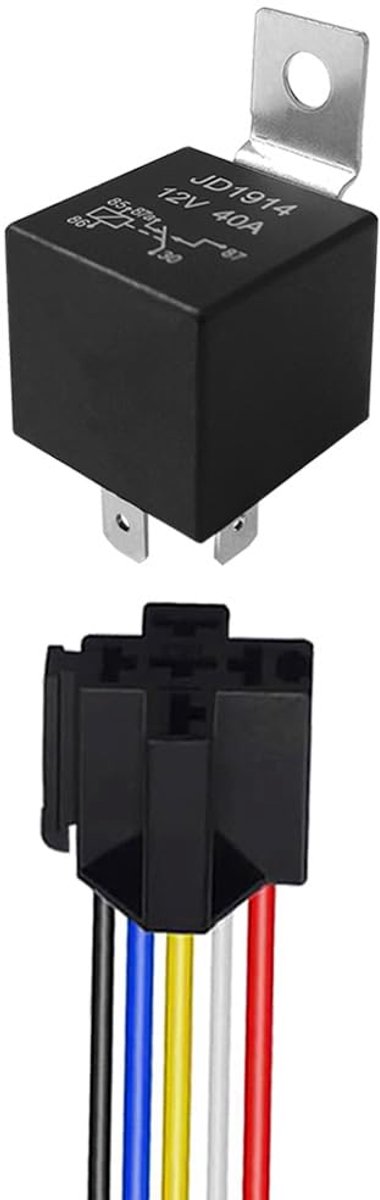 Auto relais 5 pin - 12V 40A SPDT - met aansluitkabel - eenvoudig te verbinden - ShopVlot
