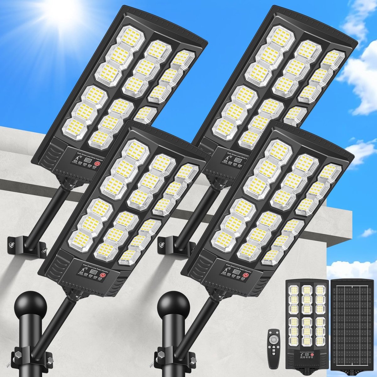 Buitenverlichting op zonne-energie 800 W - schemering tot dageraad - met bewegingssensor - ideaal voor beveiliging - ShopVlot