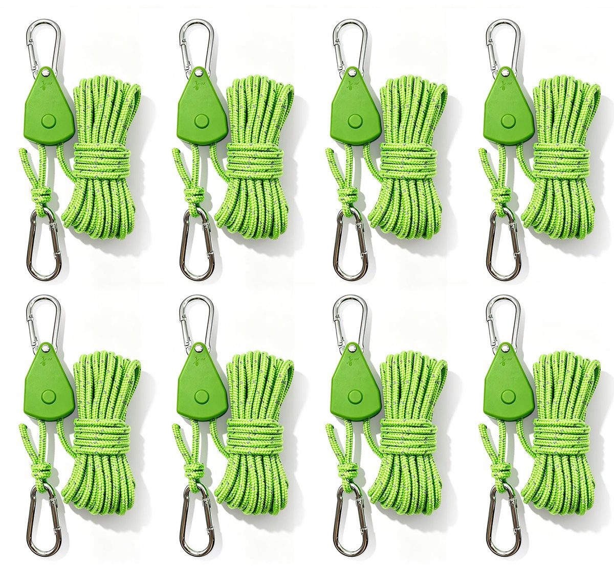 scheerlijnen 8 stuks 4 m - reflecterend - met haken - ideaal voor campingtent - ShopVlot