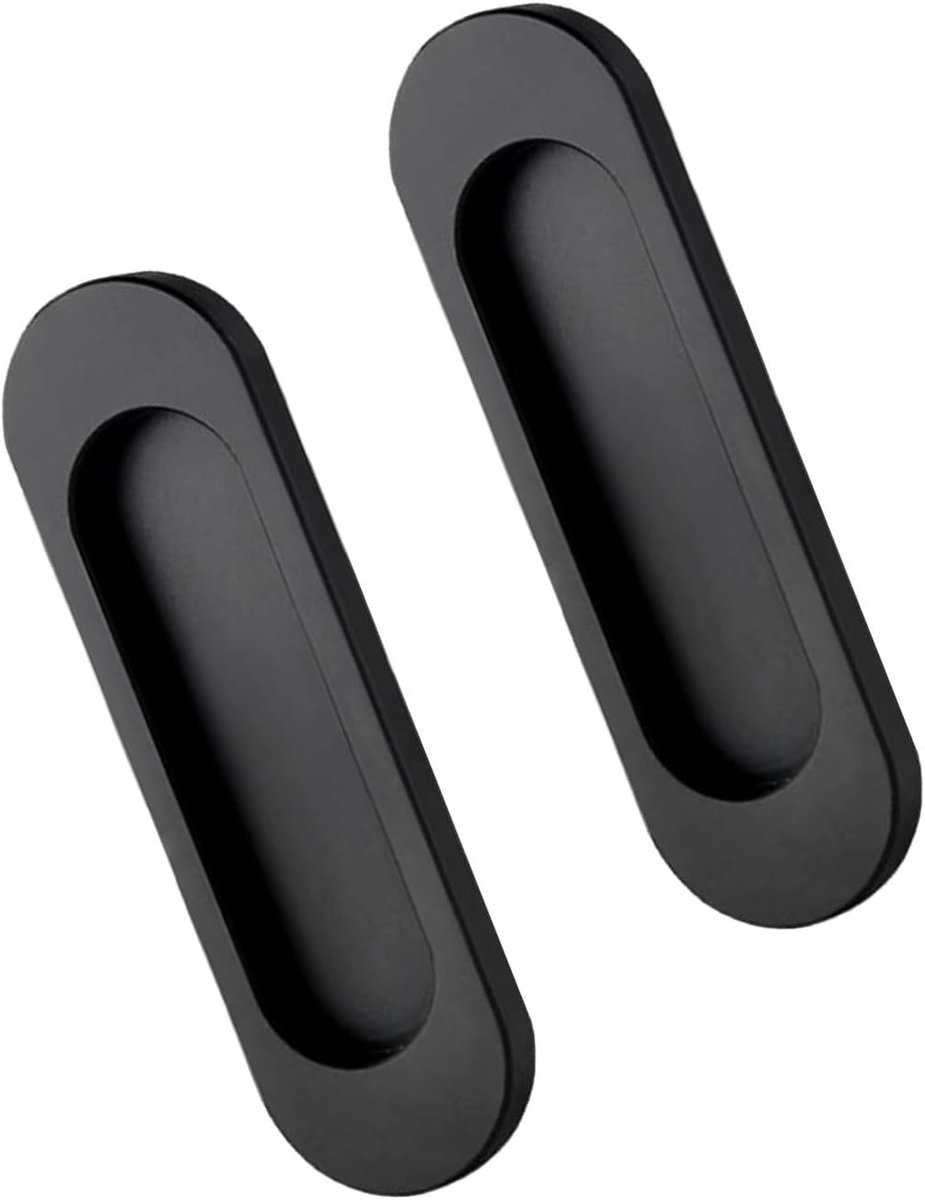 Schuifdeurgrepen 2 stuks - Zwart - Ovaal - Zelfklevend zonder boren - ShopVlot