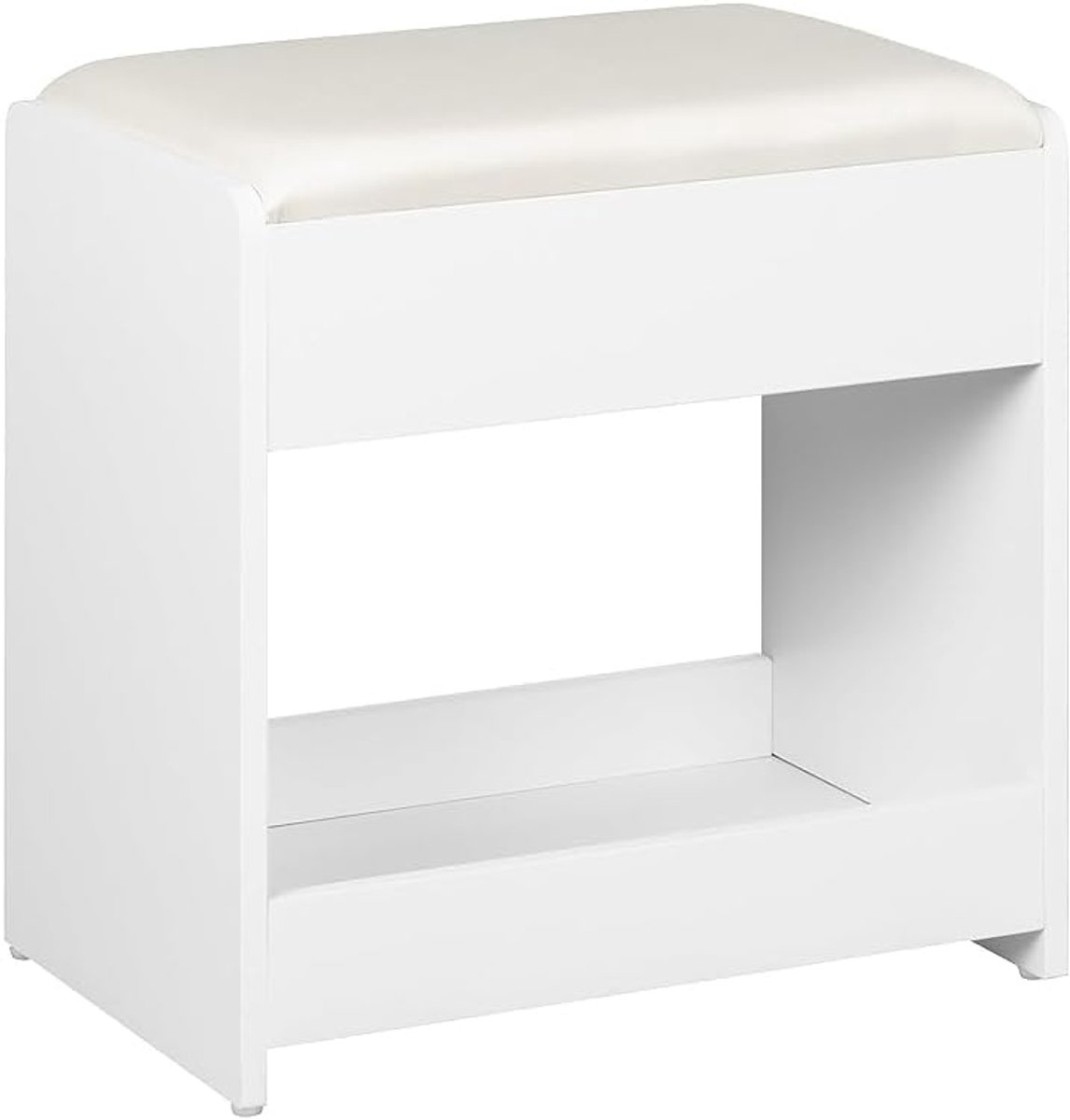 Hzuaneri Kruk kaptafel, kruk gestoffeerd, wit, Gewatteerde kruk met antislip voetkussens met antislip voetkussens voor kleedkamer, slaapkamer