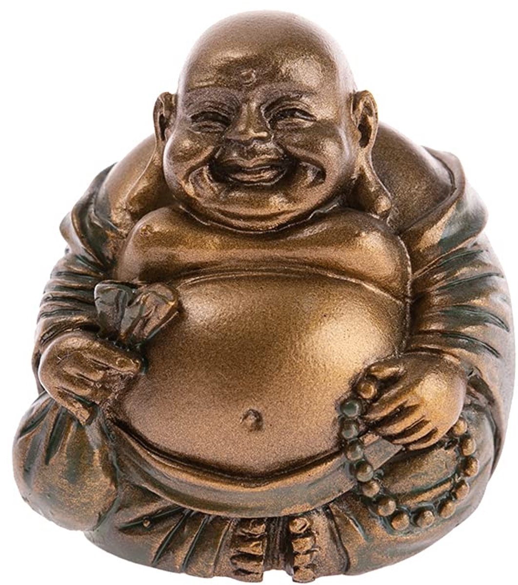 Beeldje lachende Boeddha 5 cm - hars - figuurtje abondance - voor geluk en harmonie - ShopVlot