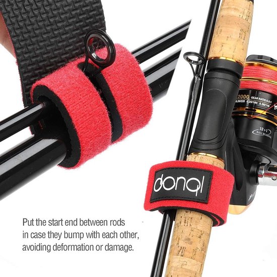 SnelShoppen - 6 Stuks Hengel Bandjes Riemen Ties - Stretchy Magic Aas Casting Spinning Rod Houders - Duurzaam Nylon en Elastisch Rubber - 25 x 3,5 cm van Snelshoppen — afbeelding 2