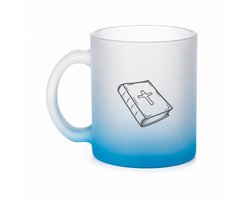 Holy Bible theeglas frosted blauw - 330 ML - Liefde - Voor iemand die gelooft - theemok - theeglazen - koffiebeker - geloof - boek - god - geschenk
