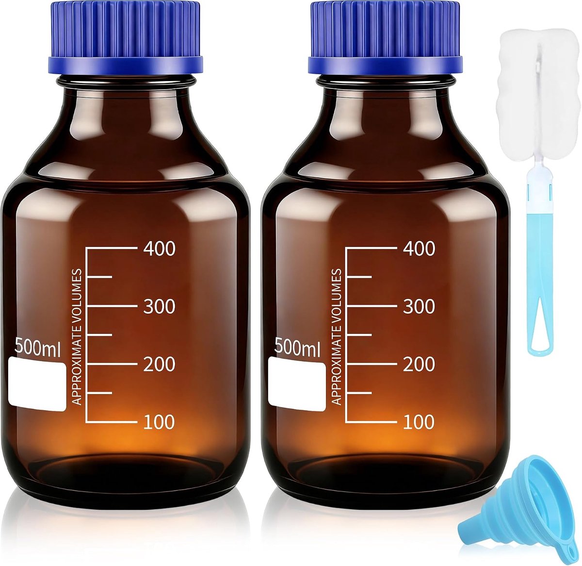 Reagent Media Opslagflessen 500ML - Amber Borosilicaatglas - Met GL45 Schroefdop - Voor langdurige vloeistofopslag - ShopVlot