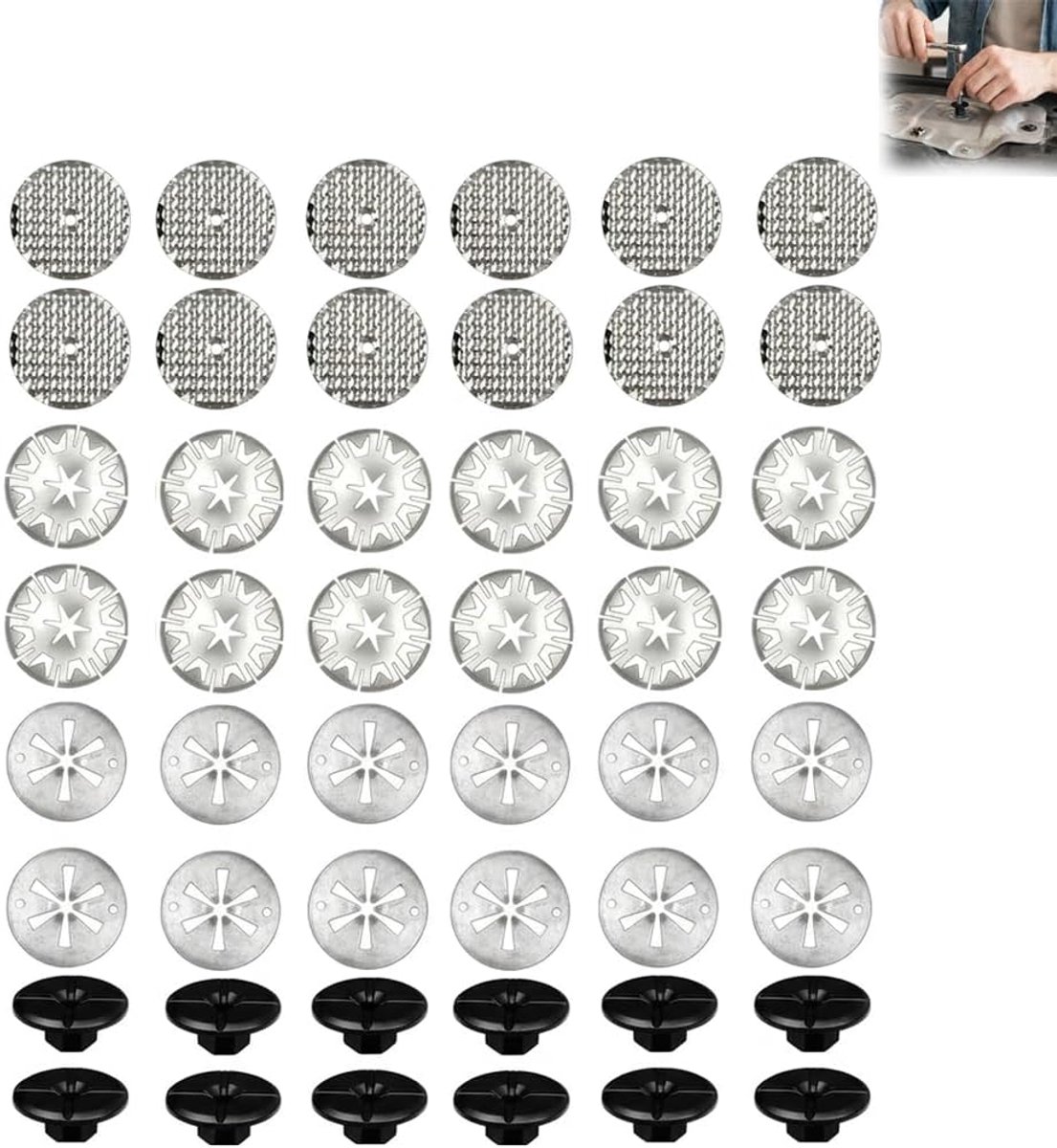 Thermisch scherm reparatieset 48 stuks - klemringen 30 mm - reparatieplaten 50 mm - trillingsgeluiden elimineren - ShopVlot