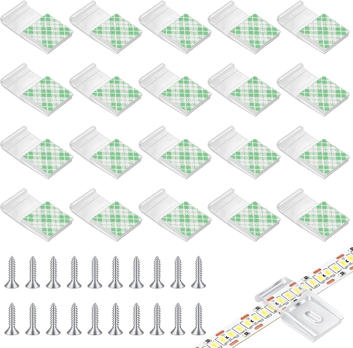 LED-stripclips 20 stuks - Transparant zelfklevend - Bevestigingsclips voor 10 mm LED-strips - ShopVlot