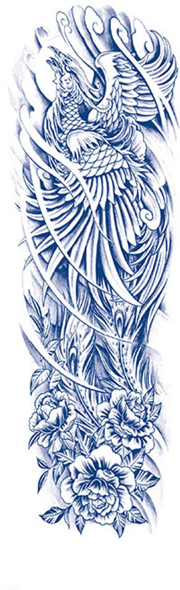 Tijdelijke sleeve tattoo phoenix abstract 2 weken