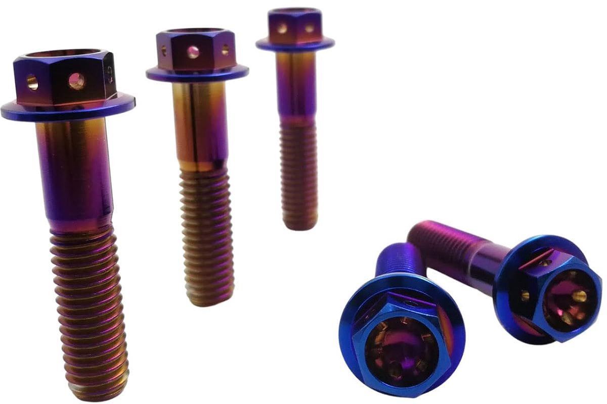 Titanium bouten M10x2.25x50mm - gebrand blauw - hoge kwaliteit - lichtgewicht en sterk - ShopVlot