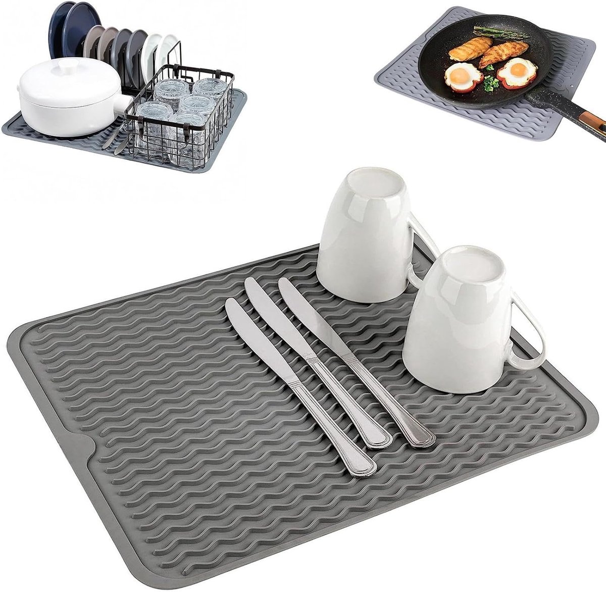 Afvoer mat geel - silicone - antislip - voor efficiënt drogen - ShopVlot