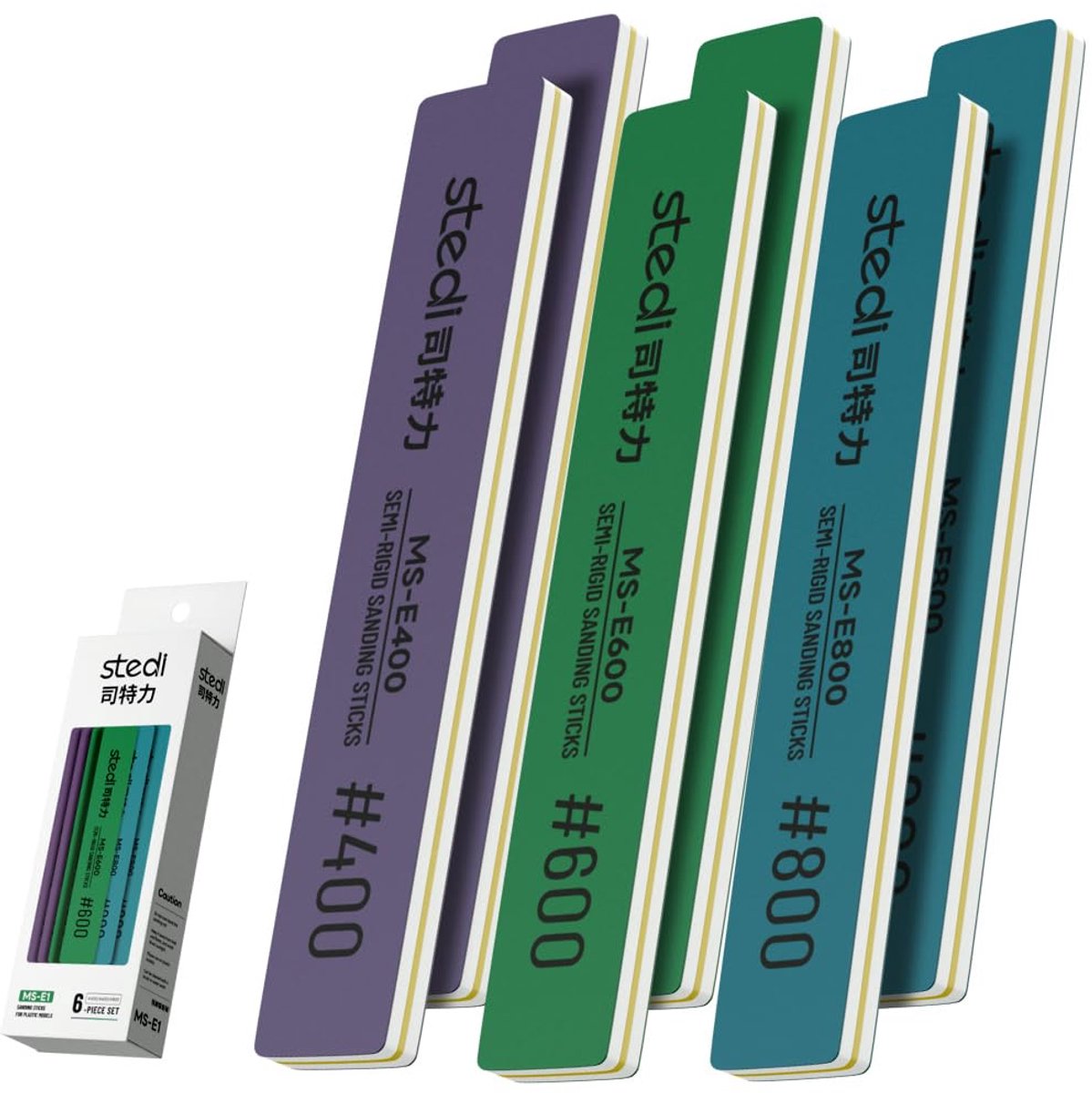 Schuursticks voor modelbouw - 6 stuks - diverse korrelgroottes - efficiënt schuren van miniatuurmodellen - ShopVlot