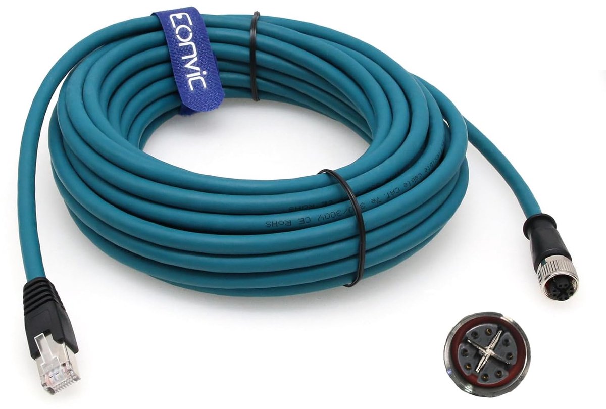Ethernet Kabel 10M - M12 X-code 8 Pin Female - Cat7e Hoog Flexibel - Betrouwbare verbinding voor industriële camera - ShopVlot
