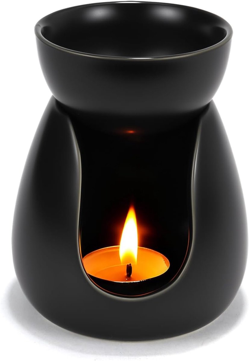 Aromatherapie lamp - keramisch - matte zwarte afwerking - zorgt voor een rustgevende geur - ShopVlot