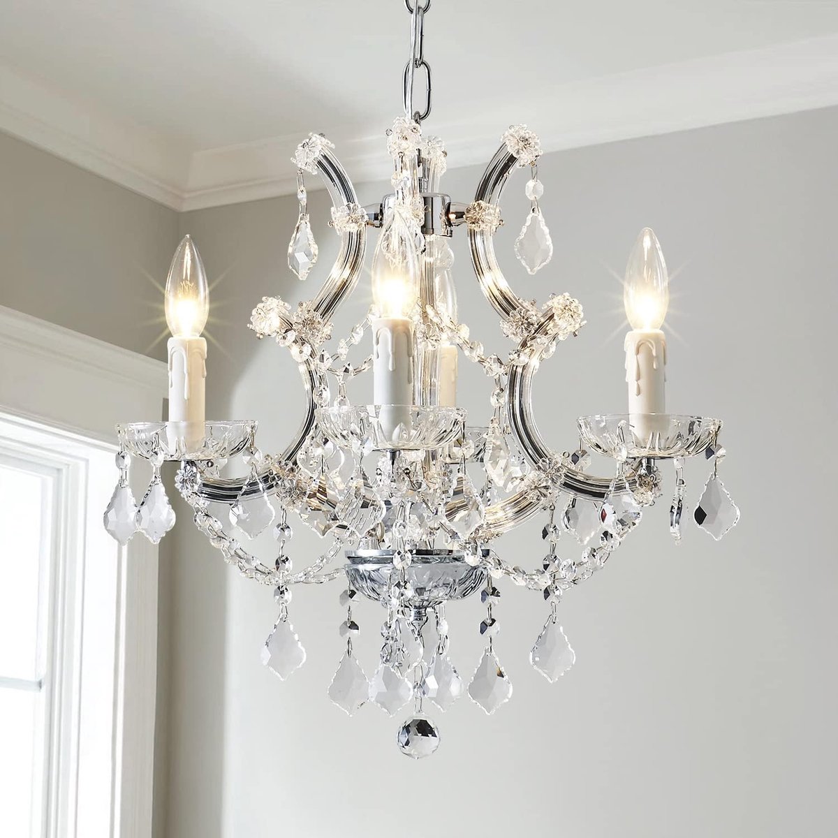 Kroonluchter 4 Armen - Helder Glas - Elegante verlichting voor jouw interieur - ShopVlot