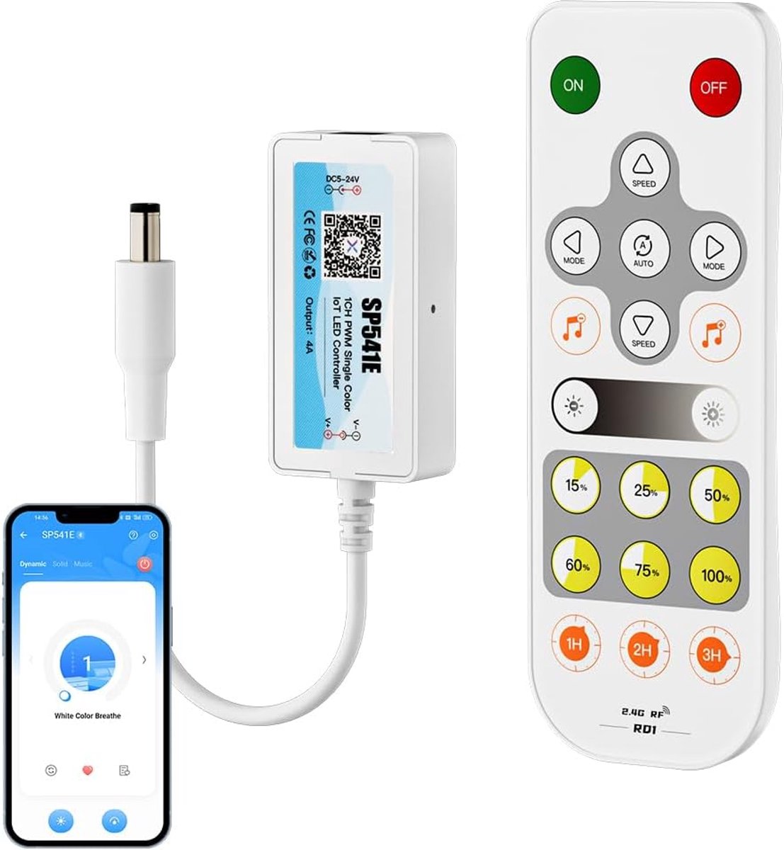 LED controller PWM 5V-24V - monochroom - WiFi en Bluetooth bediening - eenvoudig kleurtemperatuur aanpassen - ShopVlot