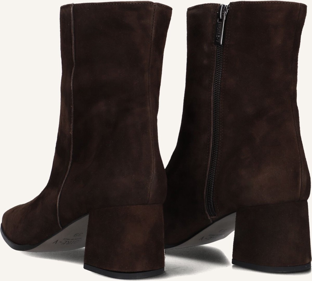 Notre-V 4340 Enkellaarsjes - Enkelboots met rits - Dames - Bruin - Maat 42