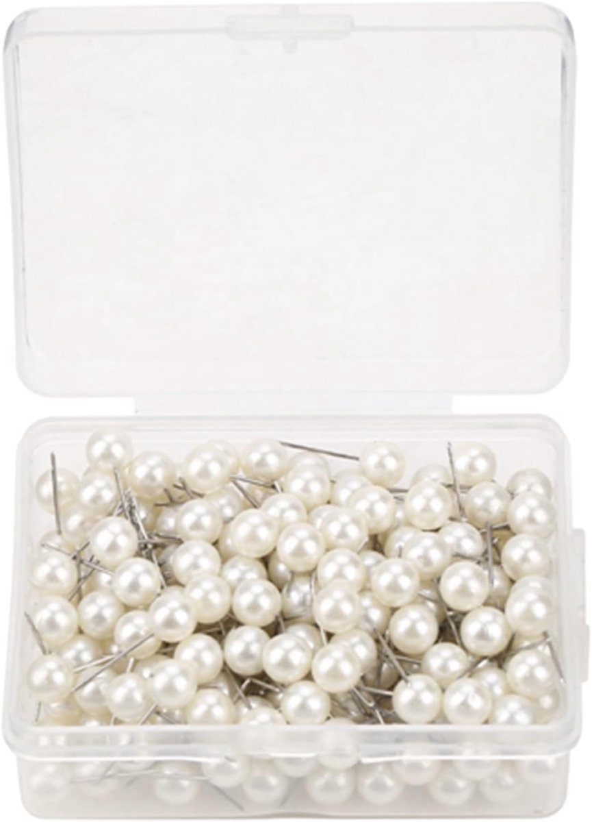 Pushpins 200pcs - Pearl Master Wit - Decoratieve kunststof - Ideaal voor prikborden - ShopVlot