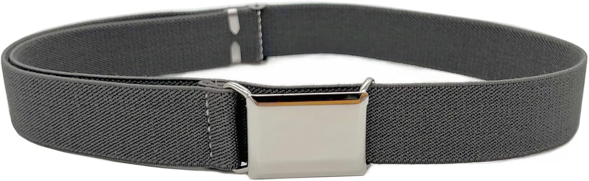 Kinderen verstelbare riem - elastische stretchriem - zilveren vierkante gesp - perfect voor jongens en meisjes - ShopVlot