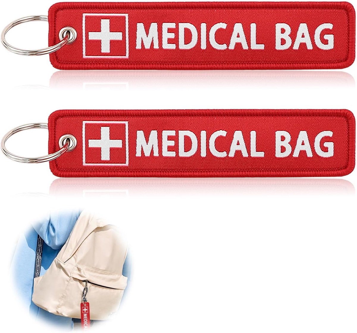 Nood sleutelringen 2 stuks - medisch label - duurzaam polyester - ideaal voor noodkits - ShopVlot