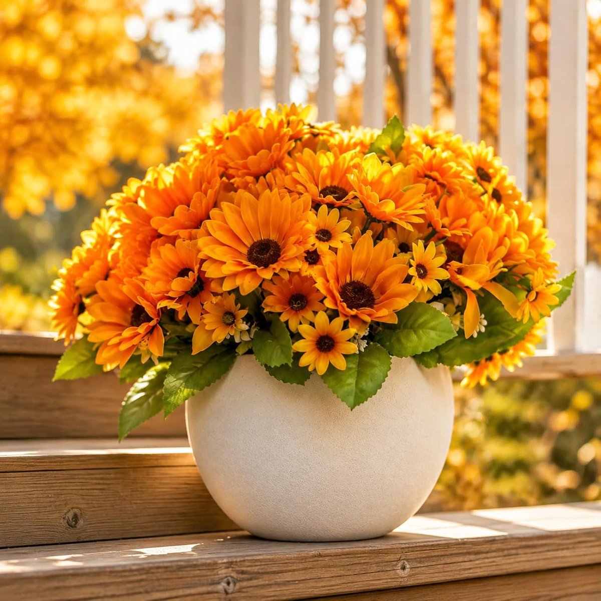 Kunstzonnebloemen 4 stuks - Zijden bloemen - Lange steel - Ideaal voor decoratie - ShopVlot
