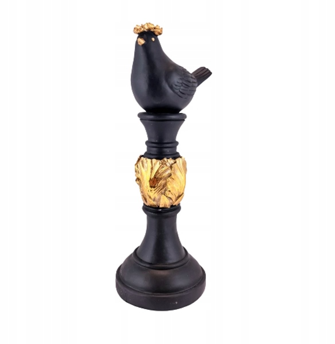 Zwart-Gouden Vogel Figuur op Zuil - Stijlvolle Woondecoratie