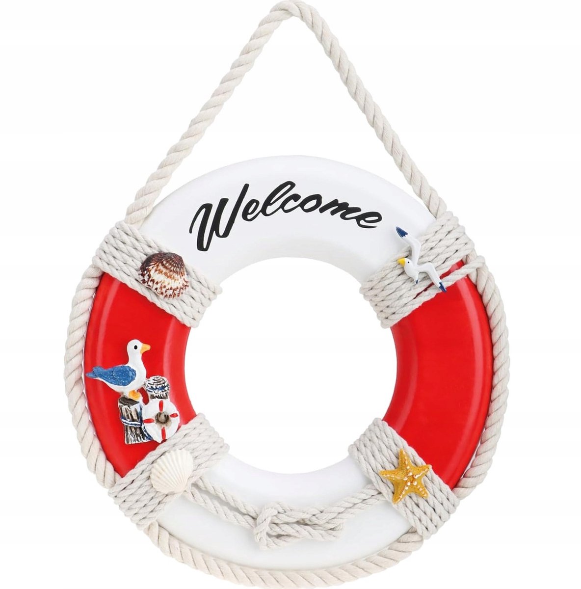 Decoratieve Houten Reddingsboei Wanddecoratie - Maritieme Sfeer