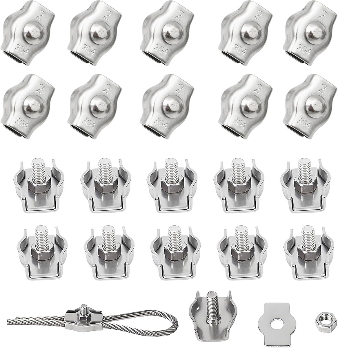 Kabelbinders M2 - 20 stuks roestvrij staal 304 - stevige klem - ideaal voor kabels - ShopVlot