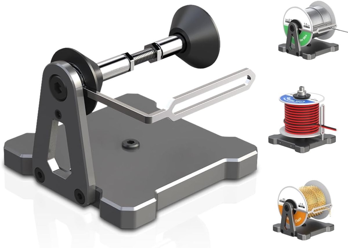 Soldeerspoelstandaard, Aluminium Dispenser voor Soldeerdraad, Elektrische Magneetdraad en Koordkettingrollen, Desktop- en Wandmontage voor PCB-soldeerwerk