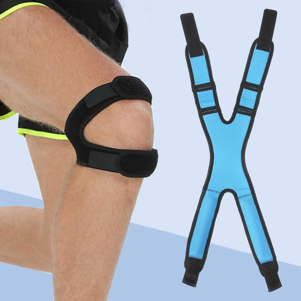 Kniesteun Riem Patella Peesband Brace, Verstelbare Knie Stabiliserende Ondersteuning, Dubbele Compressie, Ademend Ontwerp voor Hardlopen, Voetbal, Honkbal