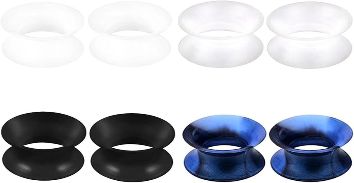 4 paar siliconen oortunnel plug, extra zachte siliconen oorflesh tunnel plug piercing double flared plug expander oorpiercing sieraden 6-25 mm voor mannen vrouwen