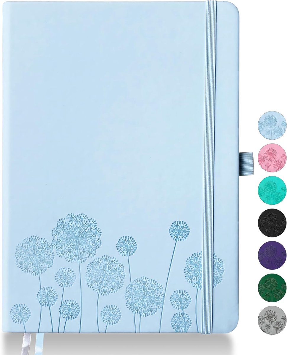 Notitieboek agenda voor vrouwen, A5 notitieboek leren journaling notebooks voor het werk, 200 pagina's reisdagboek voor vrouwen mannen met penhouder en lint, 5.78 "×8.34"(Blauw)