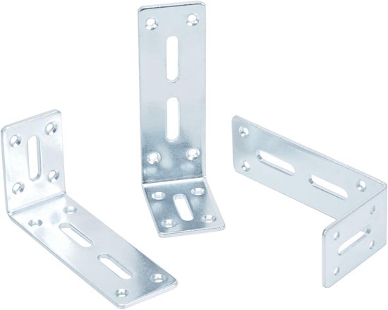 10 stuks verdikte hoekverbinders, verstelbare bevestigingshoeken, met 2 lange gaten, L-vorm, 90 graden hoekverbinding, metalen hoek, meubelhoek voor plank, tafel stoel, 3 mm dikte (wit 120 x 60 mm) — afbeelding 4