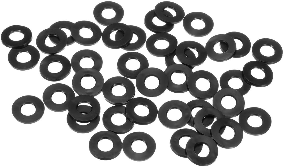 METERXITY Set van 60 afdichtingen van zwart rubber M10, platte sluitringen van rubber 10 mm, Id 20 mm Od 2 mm dik, afdichtingen voor doucheslangen voor schroeven, kranen, tuinslangen van rubber