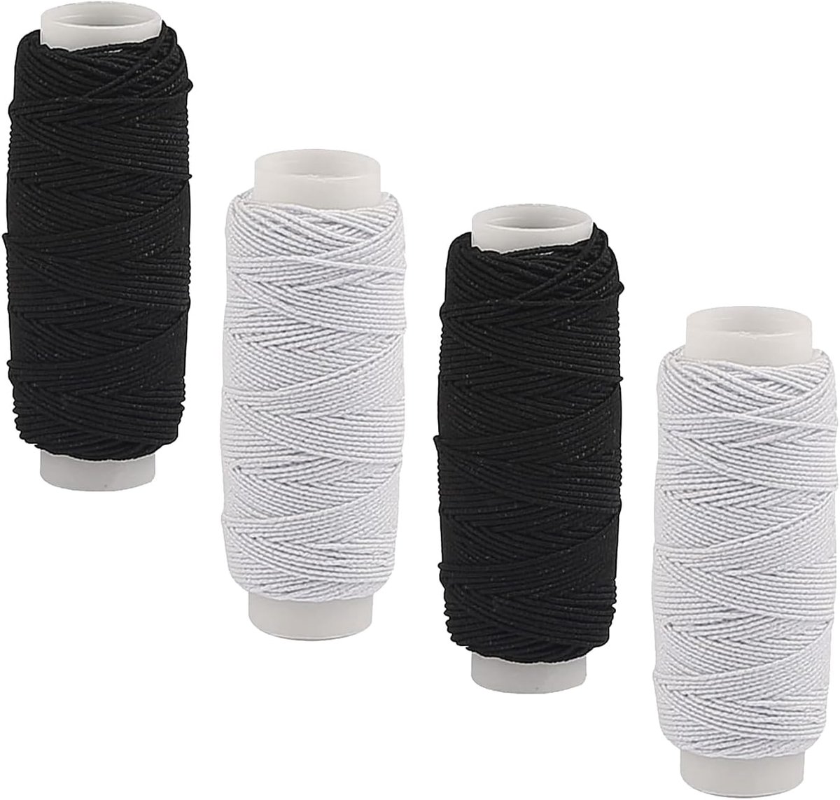 4 stuks Shirring elastiek voor zwart-witte naaimachine, elastische draad voor sieraden maken (0,5 mm x 27 m)