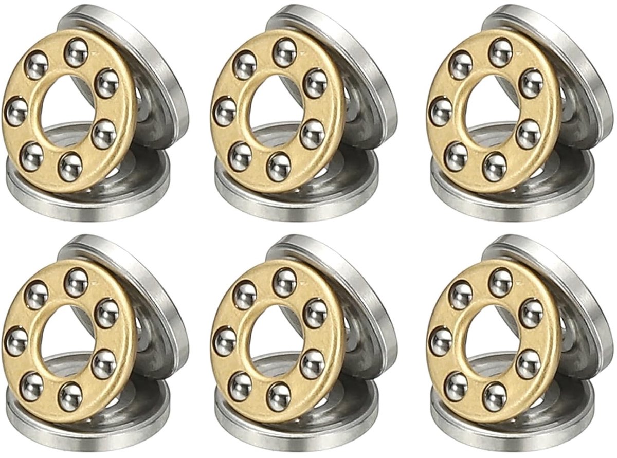 Druklager, 3 x 8 x 3,5 mm, 6 stuks, verchroomd staal, miniatuurserie, voor transportsystemen, machieedschap, zilverkleurig