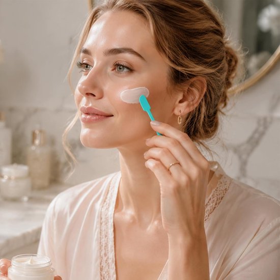 6 stuks siliconen lepels, mini set met dubbelzijdige siliconen spatels voor cosmetica, lotion, crème, make-up, hars, DIY, herbruikbare siliconen spatels, BPA-vrij, keuken- en — afbeelding 5